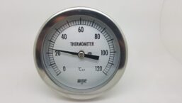 DIAL THERMOMETER 0°C TO 120°C BI-METAL REAR ENTRY S/S 80MM CASE 100MM STEM