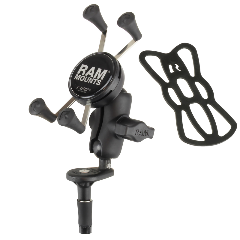 RAM FORK STEM MOUNT WITH SHORT DOUBLE SOCKET ARM & UNIVERSAL X-GRIP PHONE HOLDER RAM-B-176-A-UN7U