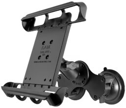 RAM DOUBLE TWIST LOCK SUCTION CUP MOUNT WITH TAB-TITE UNIVERSAL SPRING LOADED CRADLE FOR 10" TABLETS WITH HEAVY DUTY CASES RAM-B-189-TAB8U